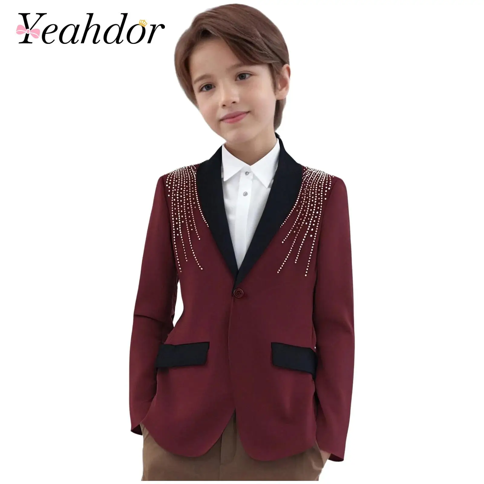 

4-16Y Children Formal Dress Blazer for Boys Long Sleeve Lapel Gentlemen Coat Party Outfits Banquet Wedding Suits Jacket Blazer