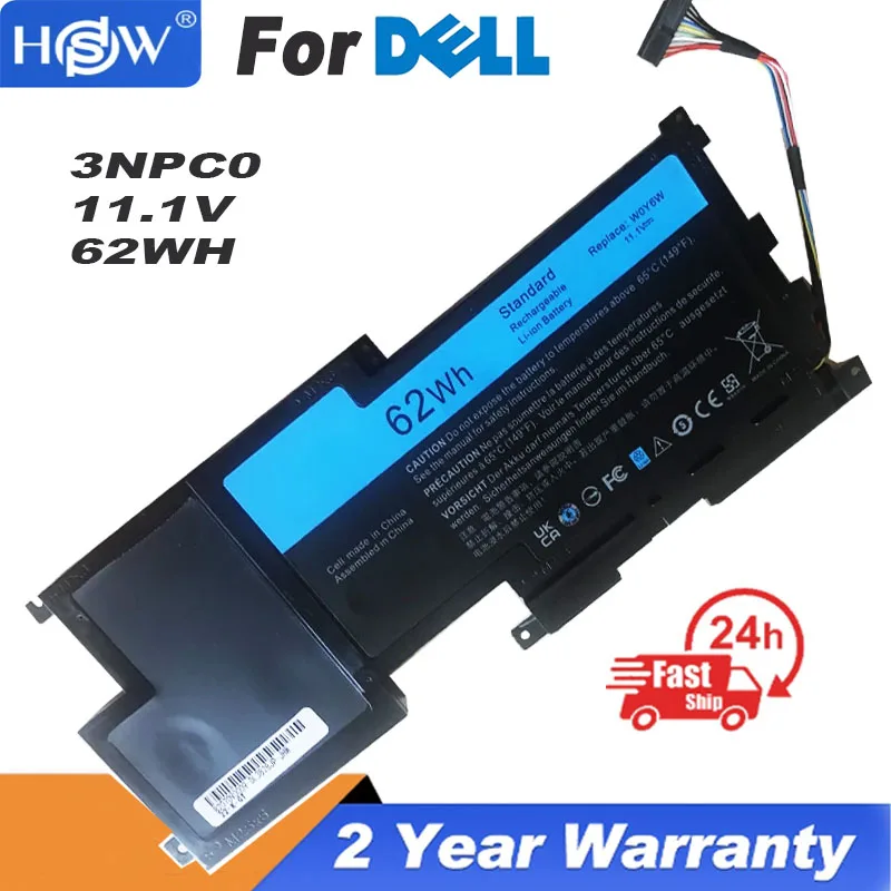 

11.1V 62Wh W0Y6W Laptop Battery For Dell XPS 15-L521X 15-3828 Series 9F233 WOY6W 3NPC0 09F233 09F2JJ