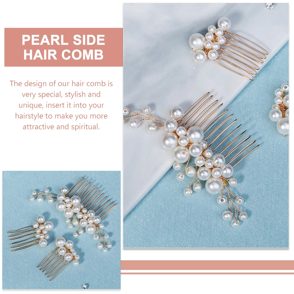 

3pcs Hair Comb Set Retro Vintage Wedding Decorative Accessories for Women Elegant Fine Combs Hairstyle Formal