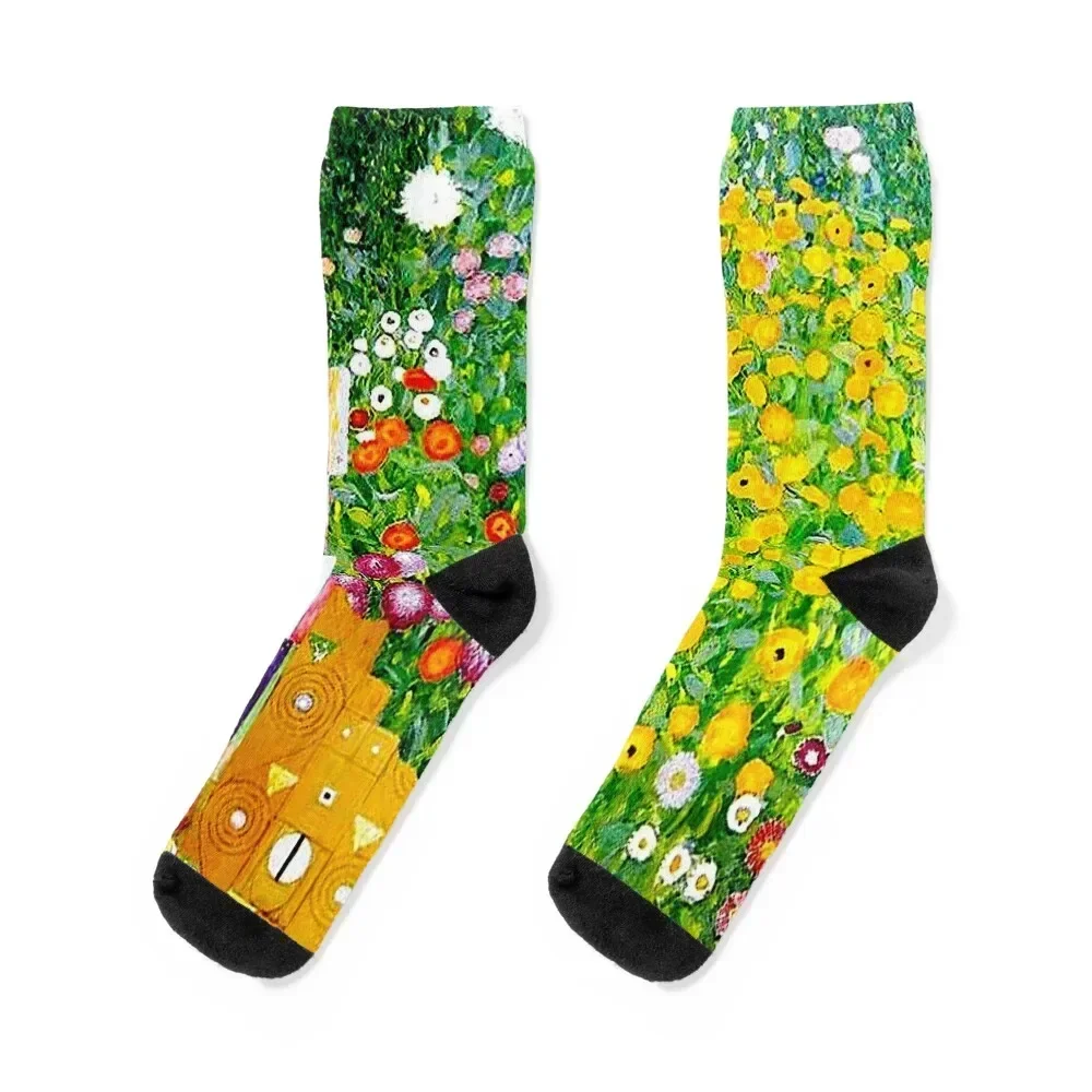 Gustav Klimt ; Vintage 1917 Adele Bloch-Bauer in Garden Print Socks golf cartoon floral Men's Socks Luxury Women's