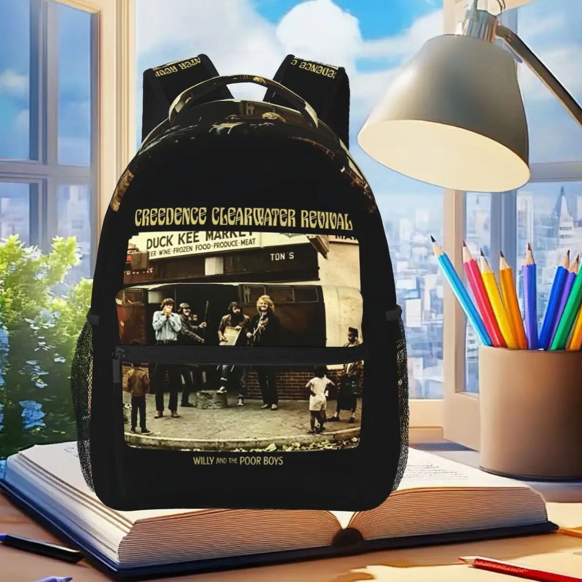 

Creedence Clearwater Revival Bikers Backpack Student Boys Girls BookBag Children School Bag Computer Shoulder Bags for Men Women