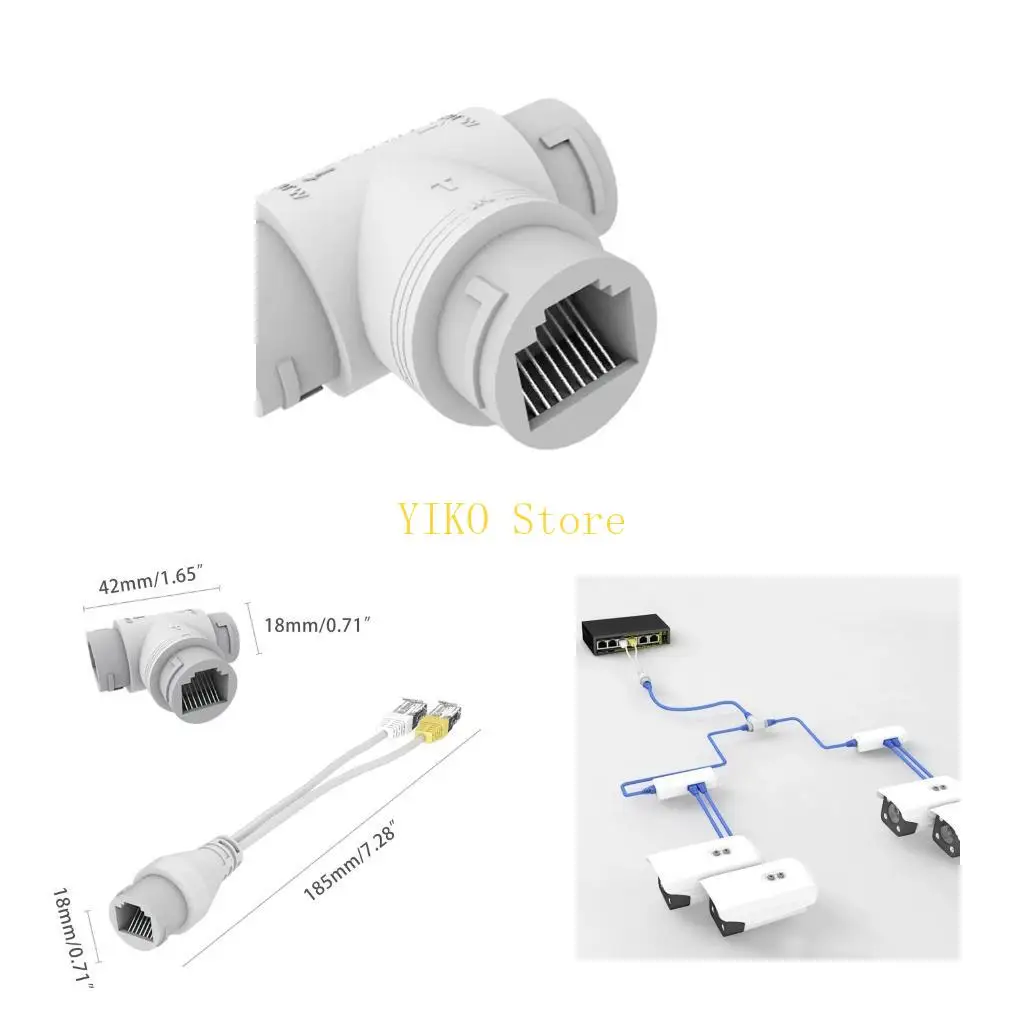 

K32C POE Camera Som: Cable Connector Splitter 2-в 1 сетевой кабельный разъем трехсторонний RJ45 для головки PO