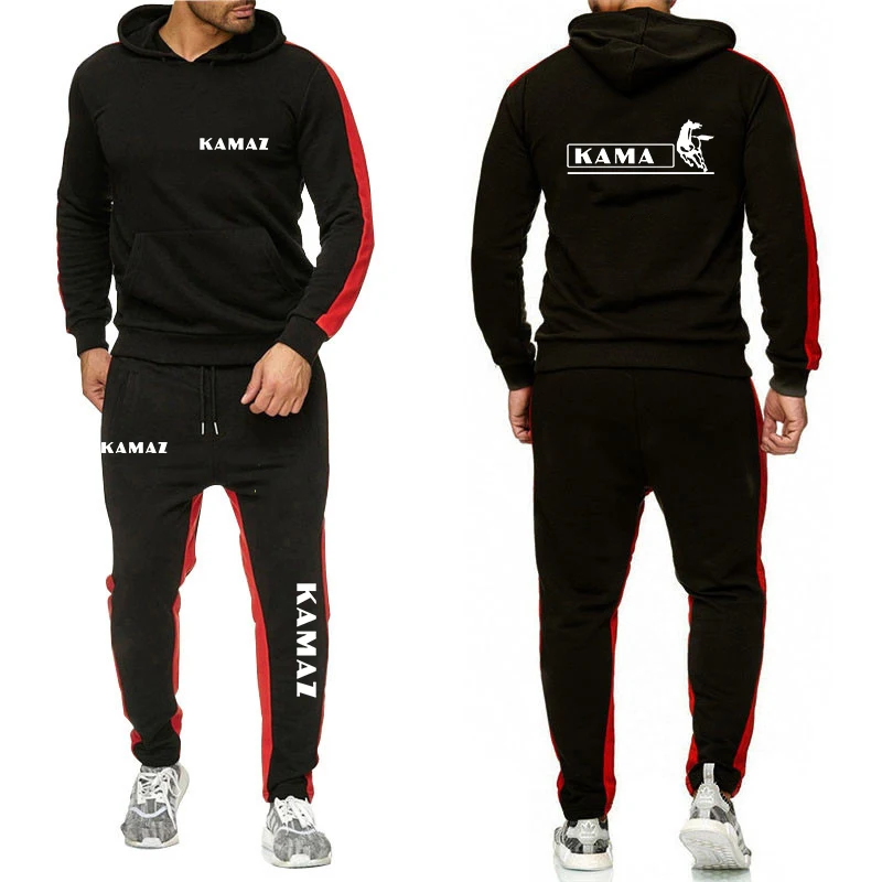 Kamaz 2023 Mannen Nieuwe Effen Kleur Lange Mouwen Trainingspak Modieuze 2 Stuks Sets Hoody Tops + Sweatpant Casual suits