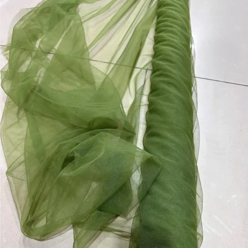 Avocado Sage Green Soft Tulle Fabrics Decoration Curtain Clothing Mesh Gauze Layout Chair Back Yarn Encryption Wedding DIY