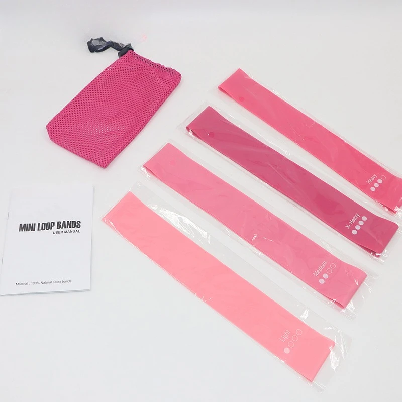 

4-пакет розовых градиентных эспандеров для йоги, фитнеса, раллийной веревки для упражнений