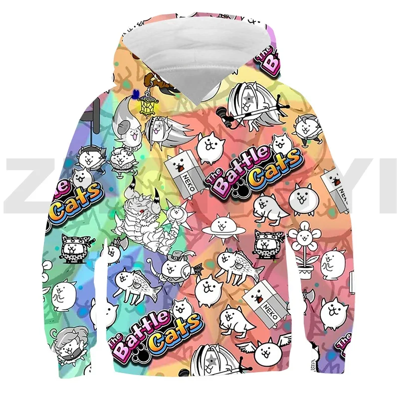 Hot 3D The Battle Cats Anime Hoodie Kid Boys Hip Hop Sweatshirts Printed Pullovers Girls Game The Battle Cats Clothes Streetwear