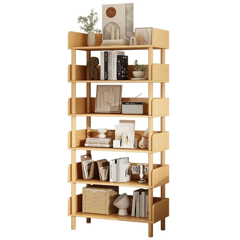 Modern Office Bookcase Staggered Storage Shelves Kids Display Mobile Wooden Bookshelf Decoration Library Furniture