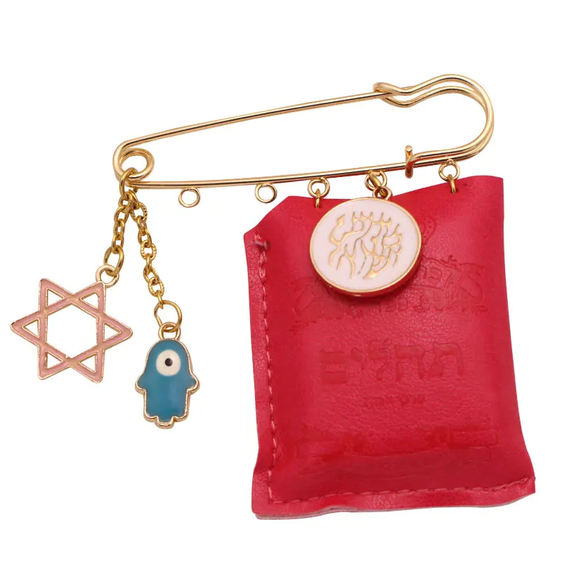 Tehillim stroller pin jewish baby gift Star of David Hebrew pink baby brooch