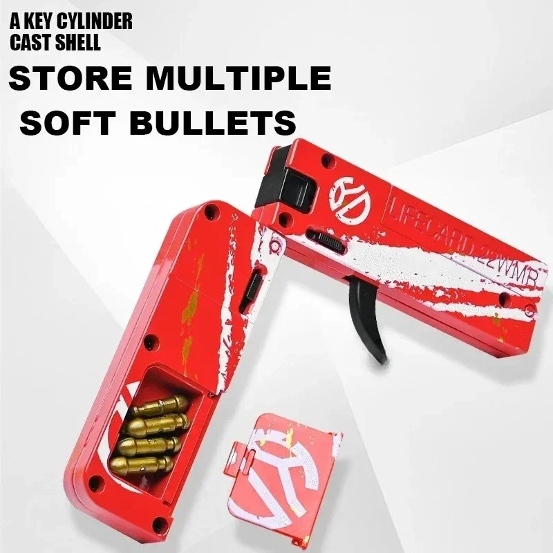 New Upgraded Lifecard Metal Folding Gun Toy for Kids Adult, Pistol Toys Gun With Soft Bullets Alloy Shooting Model For Adults view 5
