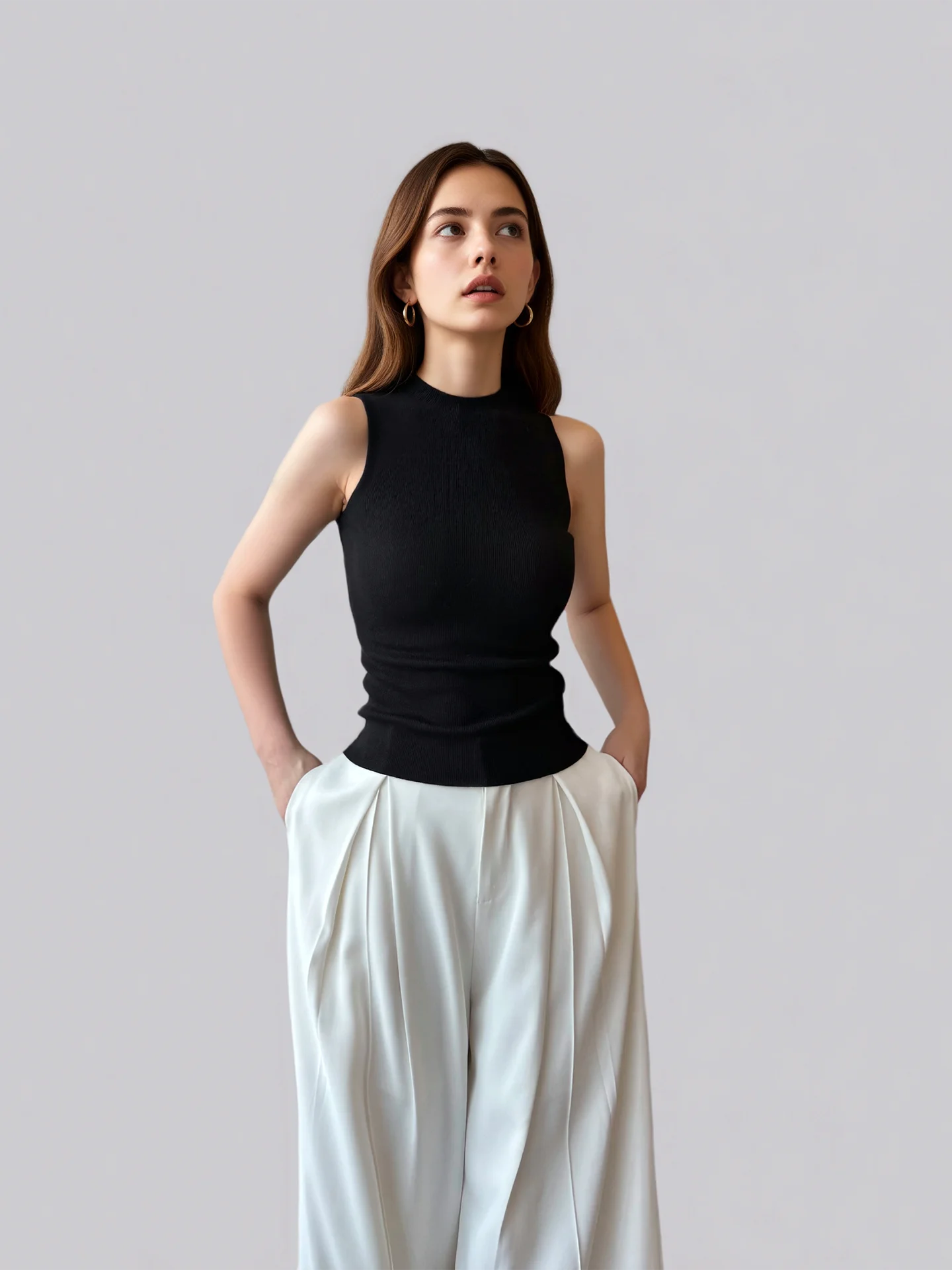 

Женский вязаный жилет AYINGJIA без рукавов с эффектом утяжки талии, летняя верхняя одежда, топ с круглым вырезом, повседневный стиль, модный тренд