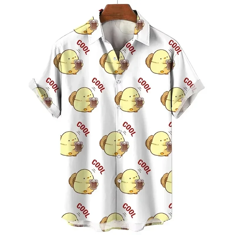 3D Printed Cute Chick Cartoon Shirt Men Women Short Sleeve Summer Beach Cool Loose Fashion Casual Trendy Aloha Funny Kawaii