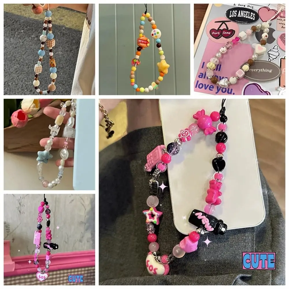 Corea INS 3D Star Pearl Cat Beads accessori per ciondoli a catena per telefono per ragazza gioielli cinturino cordino cordino appeso fatto a mano