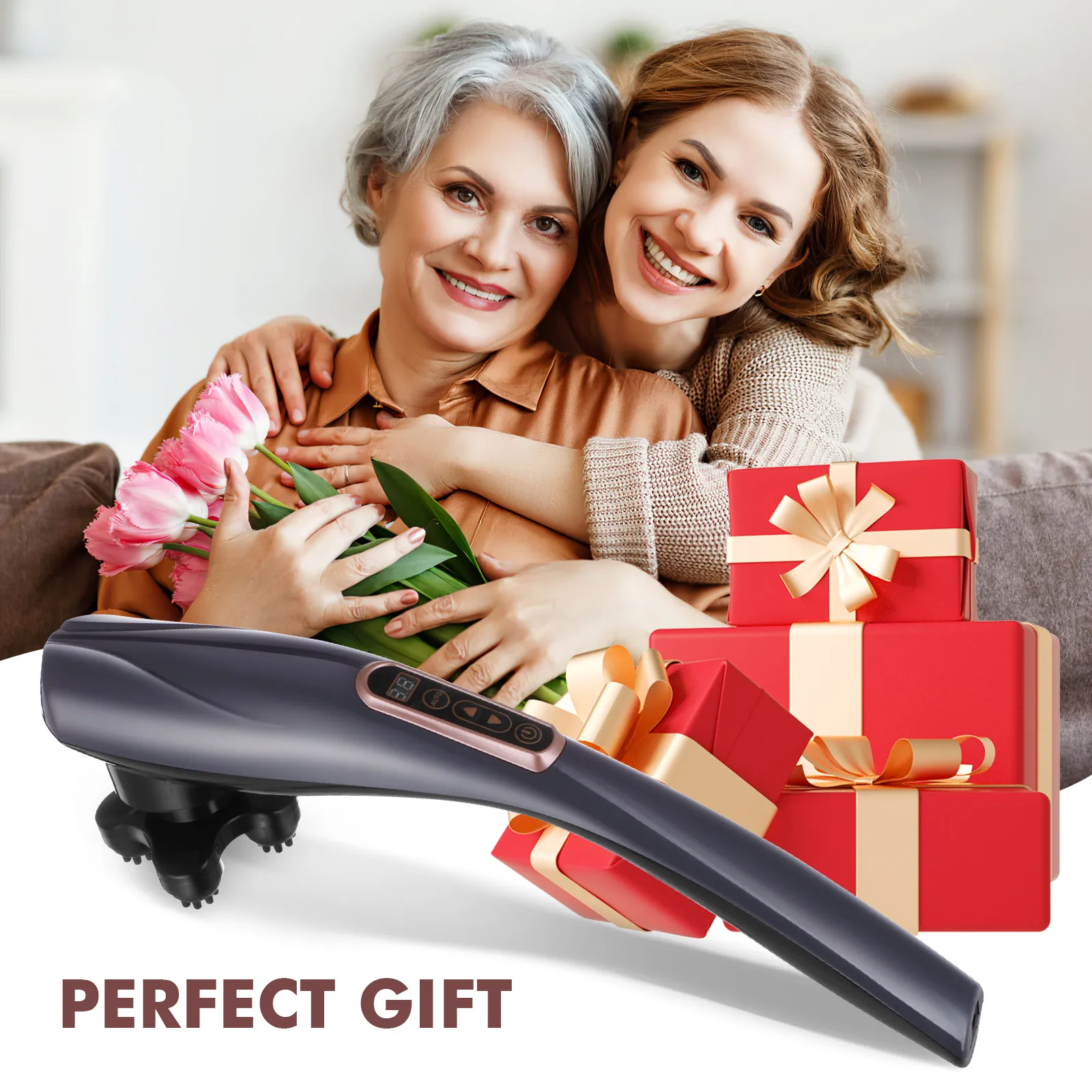 جهاز مساج كهربائي محمول على شكل دولفين قابل لإعادة الشحن 10 مستويات كثافة 12 وضع أداة تدليك الظهر لكامل الجسم والرقبة