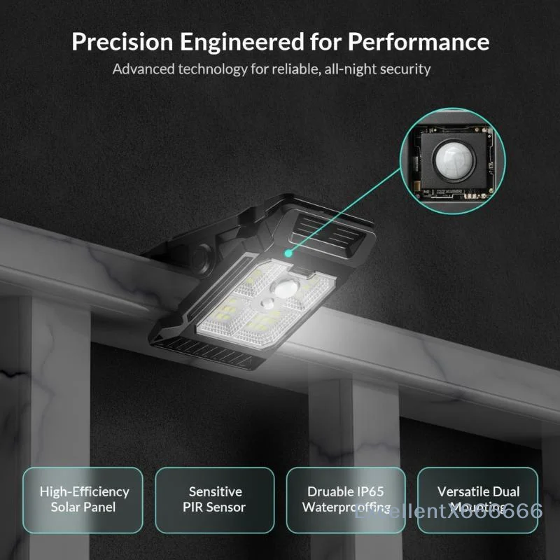 Solar Clamp on Sensor Motion Lights Outdoor Waterproof Work Light 3 Lighting Mode Camping Lamp Fence Wall Garage Led Lamp