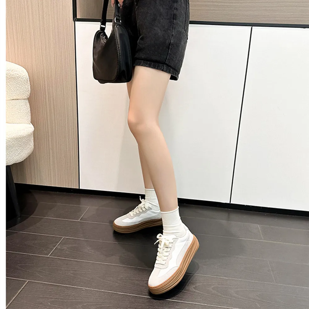 FEDONAS Women Sneakers Splicing Genuine Leather Casual Platforms Flats Spring Autumn Lace-Up Leisure Sport Shoes Female Sneakers