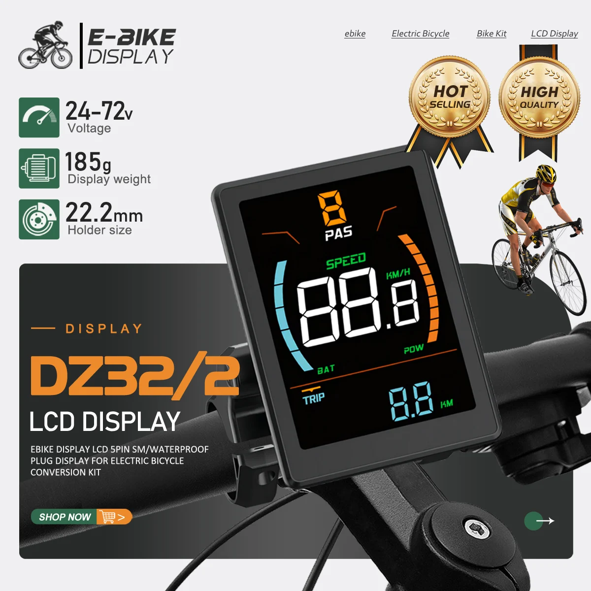 

Электрический велосипед ЖК-дисплей DZ32, цветной дисплей, панель управления 24 В-72 В с связью UART 2, аксессуары для электрических велосипедных скутеров