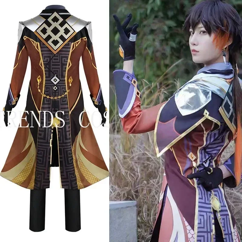 Textured Fabric Zhongli Cosplay Costume Game Zhong Li Full Set Morax Zhong Li Outfits Comic Con Game Cosplay