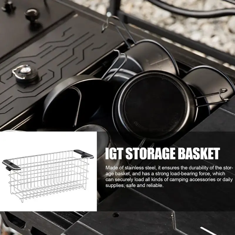 Igt Basket Stainless Steel Wire Utility Storage Basket Household Container Bins For Kitchen Camping Combination Table