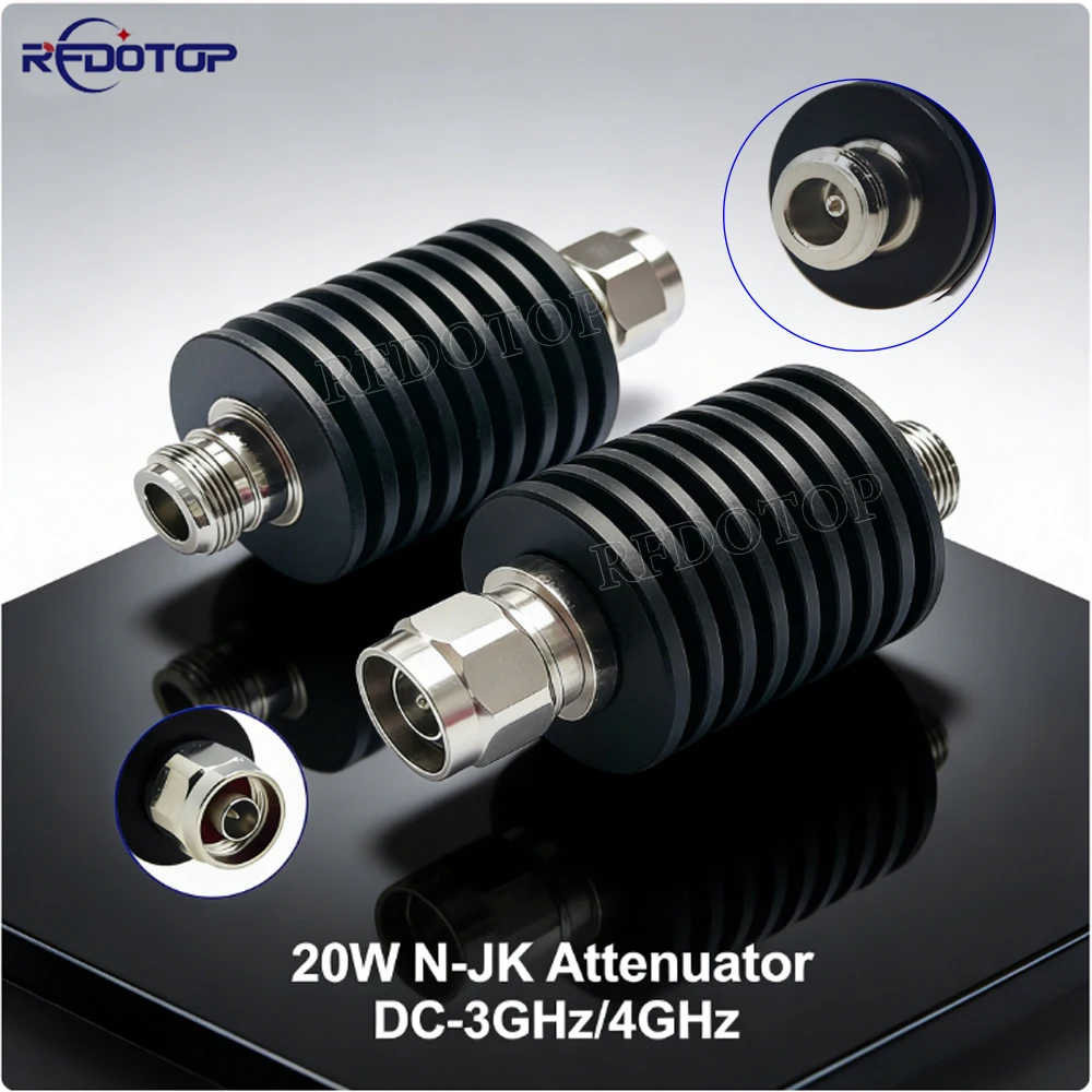 20W N-JK Attenuator RF Coaxial Power Connector DC-3Ghz/4Ghz N Male Plug to Female 1/2/3/5/6/10/15/20/25/30/40/50db