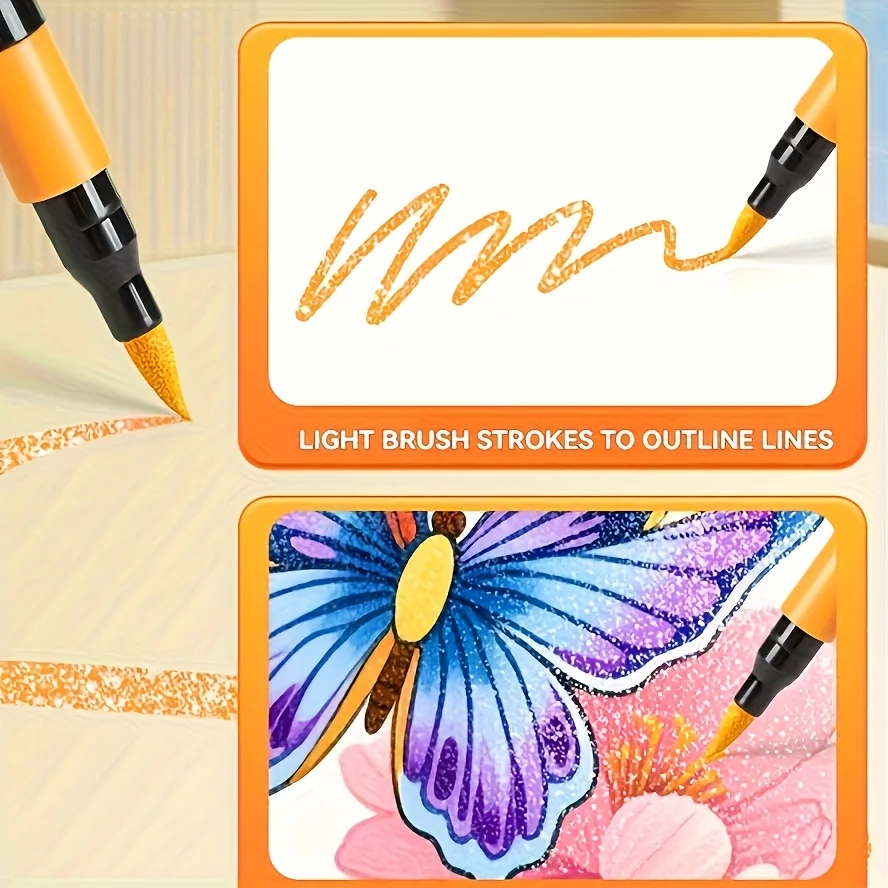 24 Farben Bunte Doppelseitige Glitzerstifte mit Schnelltrocknender Kleberähnlicher Tinte - Feine Spitze für Scrapbooking, Kartenherstellung – Detail 6