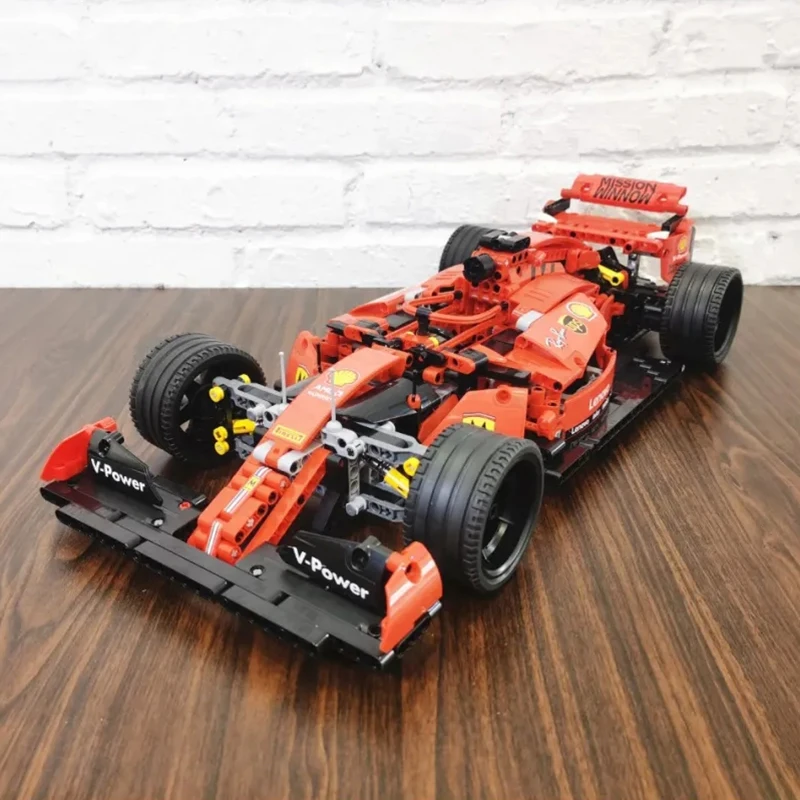 MOC F1 سباق السيارات 1200 قطعة مجموعات بناء صيغة حمراء الرياضة سباق اللبنات الطوب نموذج السوبر لعب الاطفال الهدايا