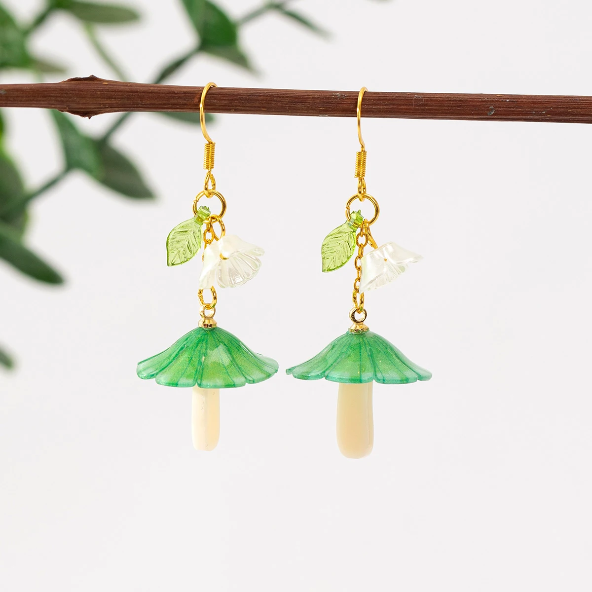 Handmade Mushroom Fruit  Fun Dangle Drop Earrings