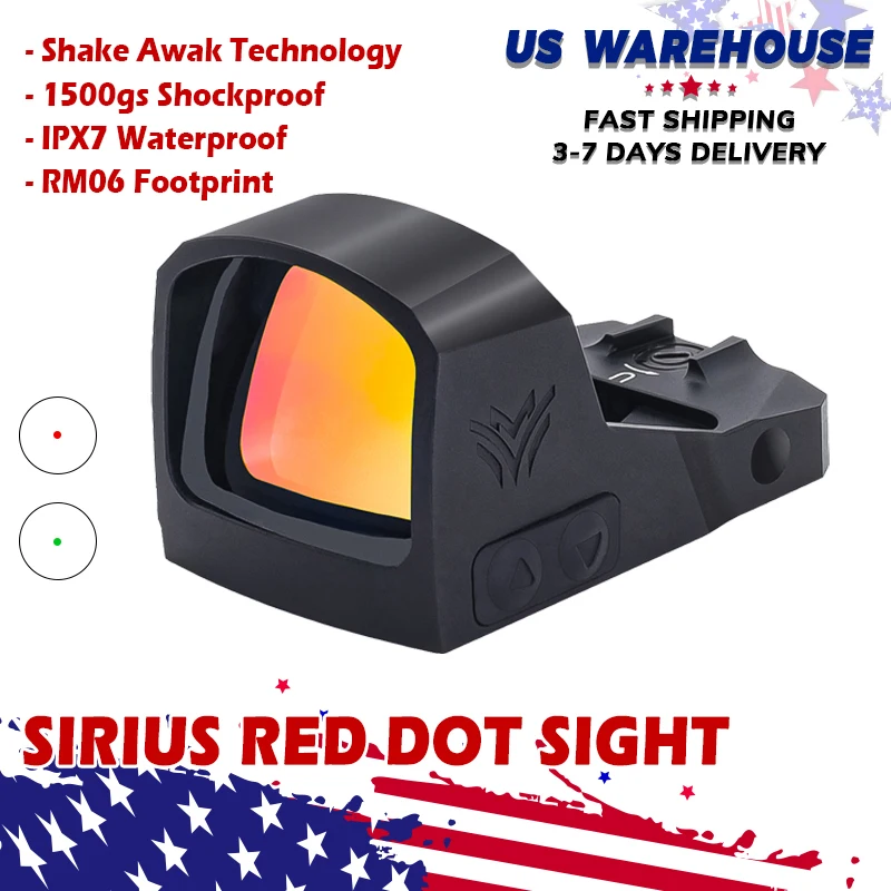 Sirius Red Dot Green Dot Sight 3 MOA Dot Reflex Optic for Pistol Shake Awake Shockproof Brightness Adjustments for 18.8mm Footprint