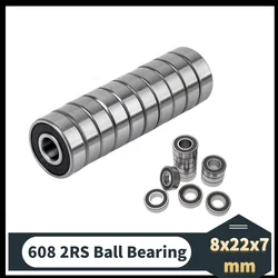 5/10 개/대 608 2RS 볼 베어링 ABEC-1 8X22X7mm 깊은 그루브 스틸 밀폐형 볼 베어링 608RS Z3V3 608-2RS 608rs 베어링
