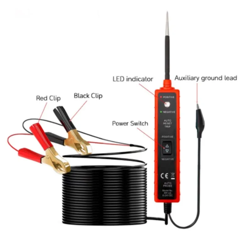 EM285 Automotive Electrical System Test Pen DC 6-24V with LED Test Light Polarity Identification Continuity Short Circuit Tester