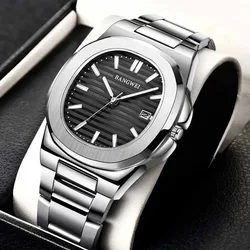 LIGE Luxury Square Man Wristwatch Luminous Waterproof Date Men Watch Stainless Steel Men's Quartz Watches Casual Male Clock