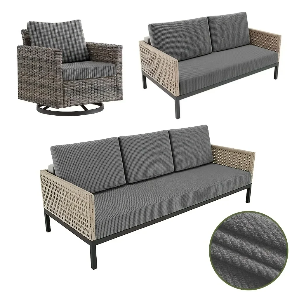 Outdoor Patio Sofa Cushion Cover Stretch Jacquard Sofa Seat Cover 1/2/3seater Pet Friendly Sofa Cover for Patio Living Room Home