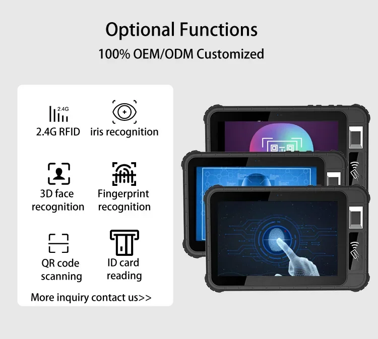 Custom industrial rugged barcode scanner ip65 android tablet pc handheld pda qr code fingerprint nfc reader 8 inch rugged tablet