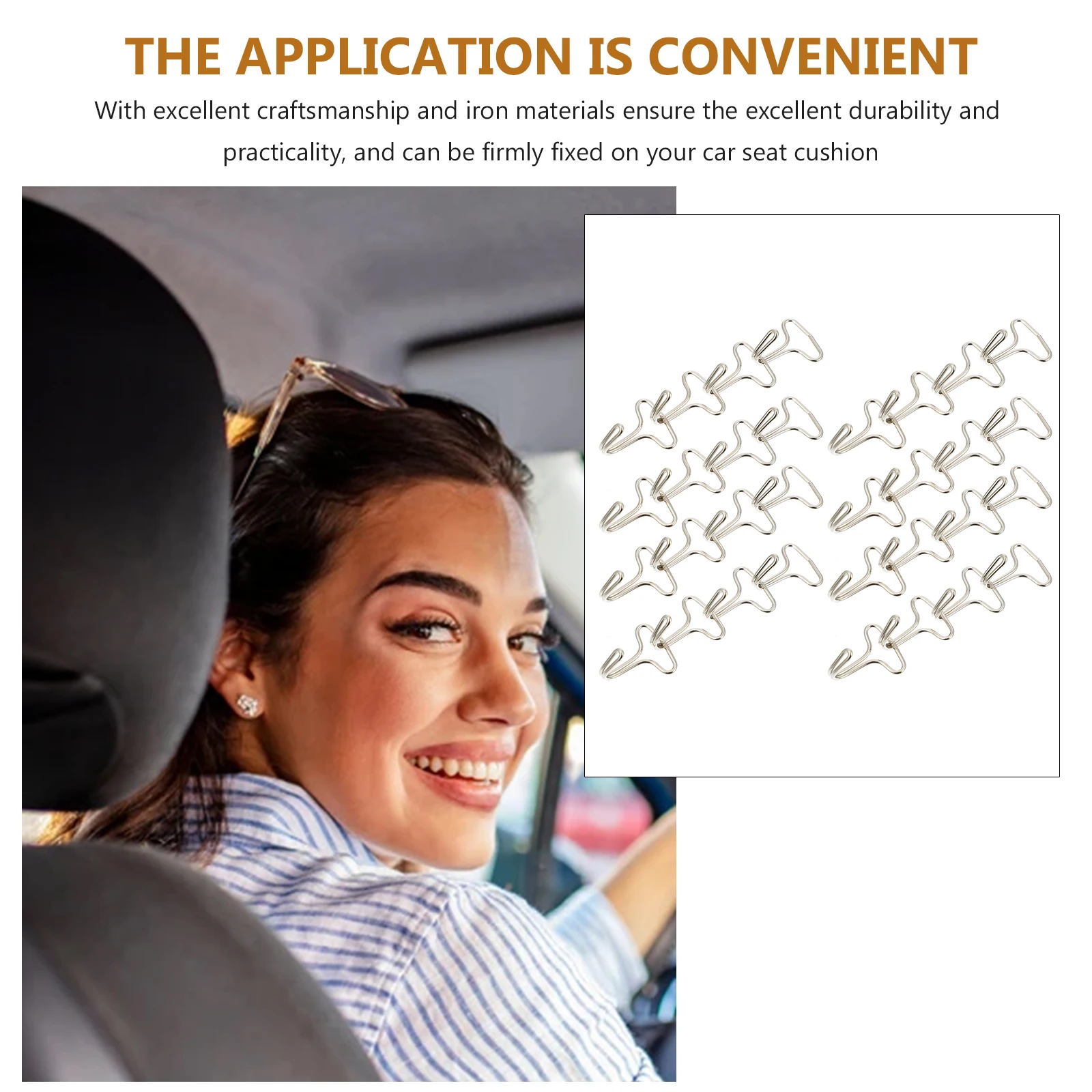 

100pcs Car Seat Cushion Hooks Metal Iron Hangers for Vehicle Durable Suitable Any Car Cushion Fixing Easy Installation Simple