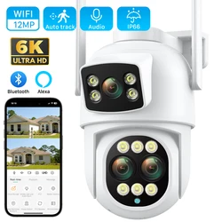 12MP 6K  8X Zoom IP WiFi Outdoor Camera PTZ Three Lens Dual Screen Auto Tracking Waterproof Security Camera 6MP Dual Lens Camera