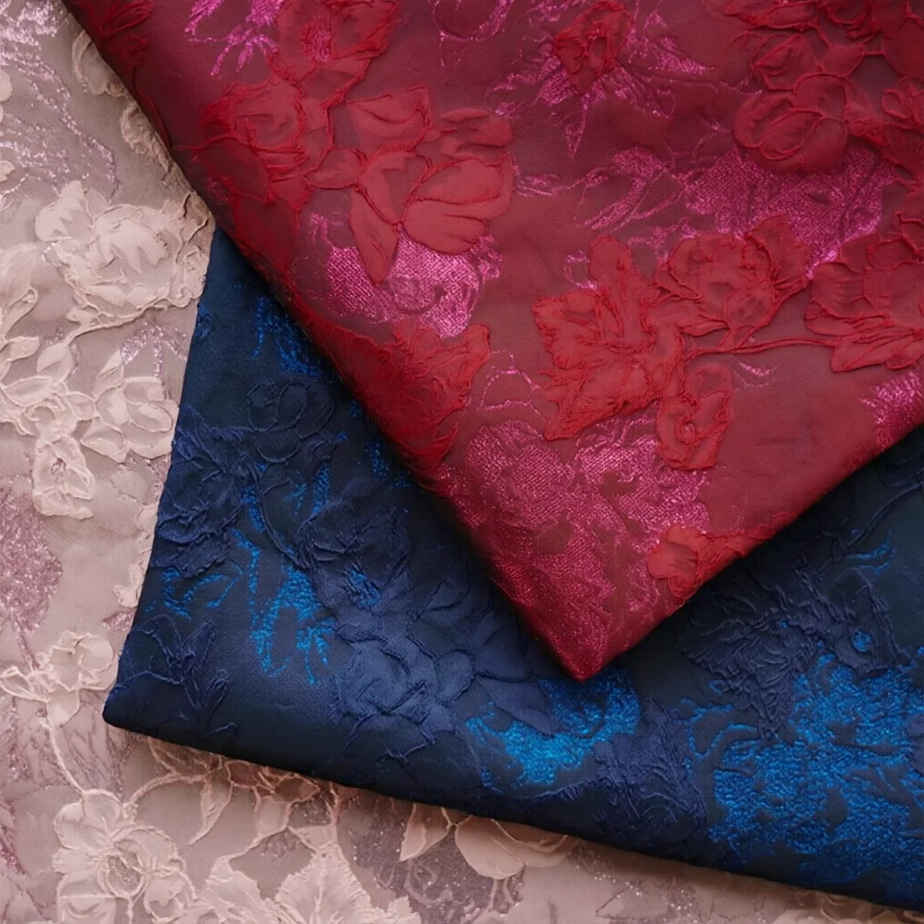 148Cm Wide New Gold Thread Peony Relief Jacquard Fabric Heavy Work Gown Decoration Coat Qipao Dress Material F175