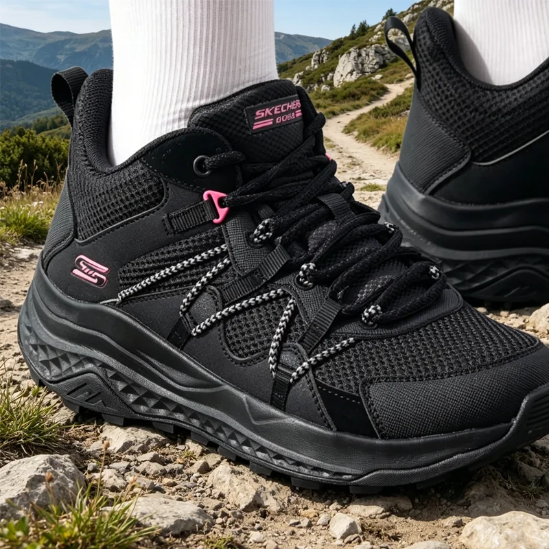 Skechers Women Hiking Shoes, Outdoor Non-slip Breathable Trekking Sneakers 117495-BBK