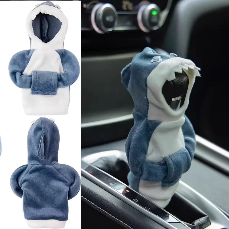 Sudadera con mango de mano para coche, Sudadera con capucha de rana y tiburón, gorra de cambio, Sudadera con capucha de cambio de moda, cubierta de perilla de cambio de coche, accesorios de moda para coche