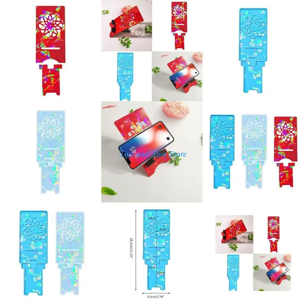 

HX6F Light and Silicone Mold Epoxy Resin Casting Stand Decorative Celllphone Holder Molds DIY