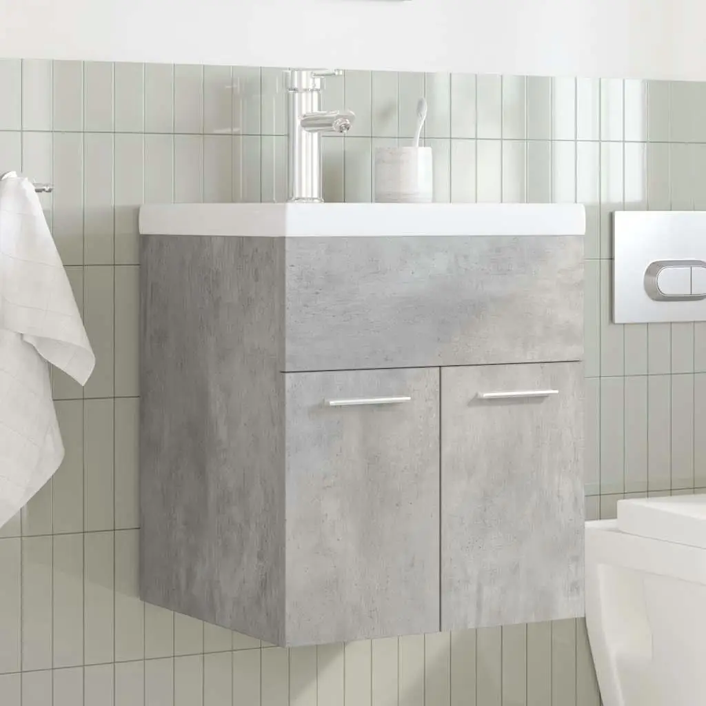 Bathroom Sink Cabinet Concrete Grey White Engineered Wood Ceramic