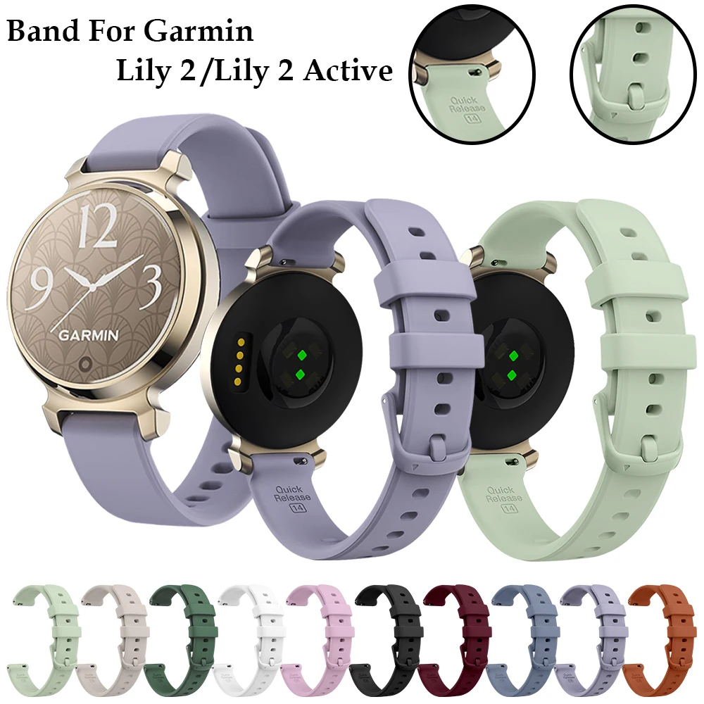 Ремешок для Garmin Lily2, официальный браслет Lily2 14 мАч, спортивный силиконовый ремешок для Garmin Lily 2 Active/LIly 2, женский ремешок для девочек Ремешок для Garmin Lily2, официальный браслет Lily2 14 мАч, спортивный силиконовый ремешок для Garmin Lily 2 Active/LIly 2, женский ремешок для девочек