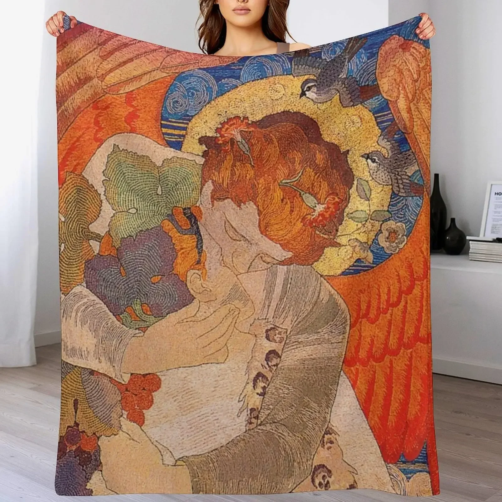 HD. Victory, by Phoebe Anna Traquair Throw Blanket Quilt Personalized Gift decorative Blankets