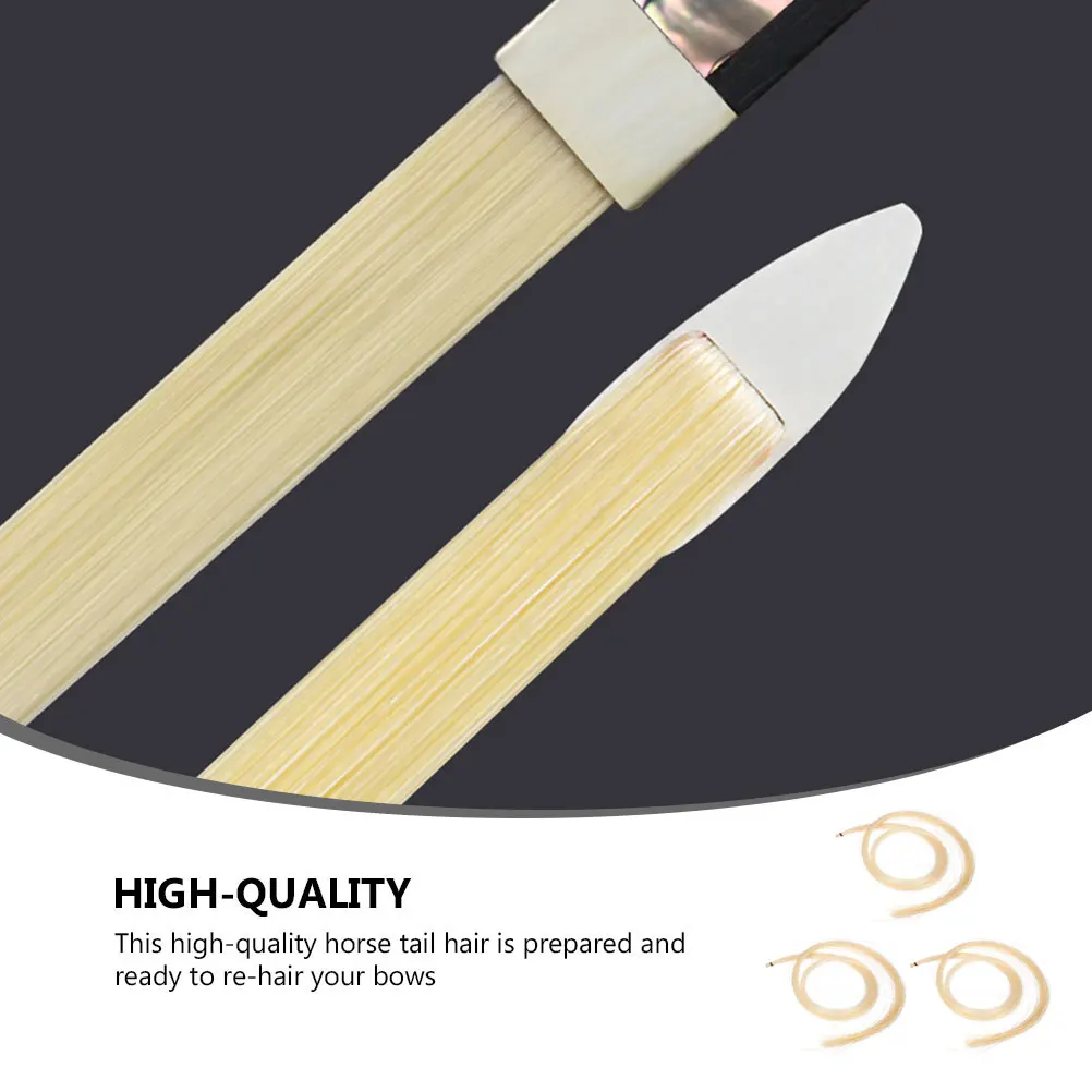 

3 Pcs White Horse Tail Violin Bow Hair Replacement Natural Horsehair for Violin Viola Instrument Accessories