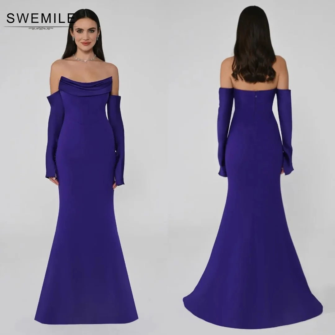 SWEMILE Mermaid Strapless Evening Dress Long Sleeves Floor-Length Wedding Party Dress Vestidos Para Eventos Especiales Dresses