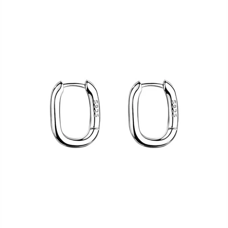 Stainless Steel Smooth Metal Chunky Hoop Earrings for Women Girls Fashion Oval Circle Hoops Statement Earrings Punk Jewelry