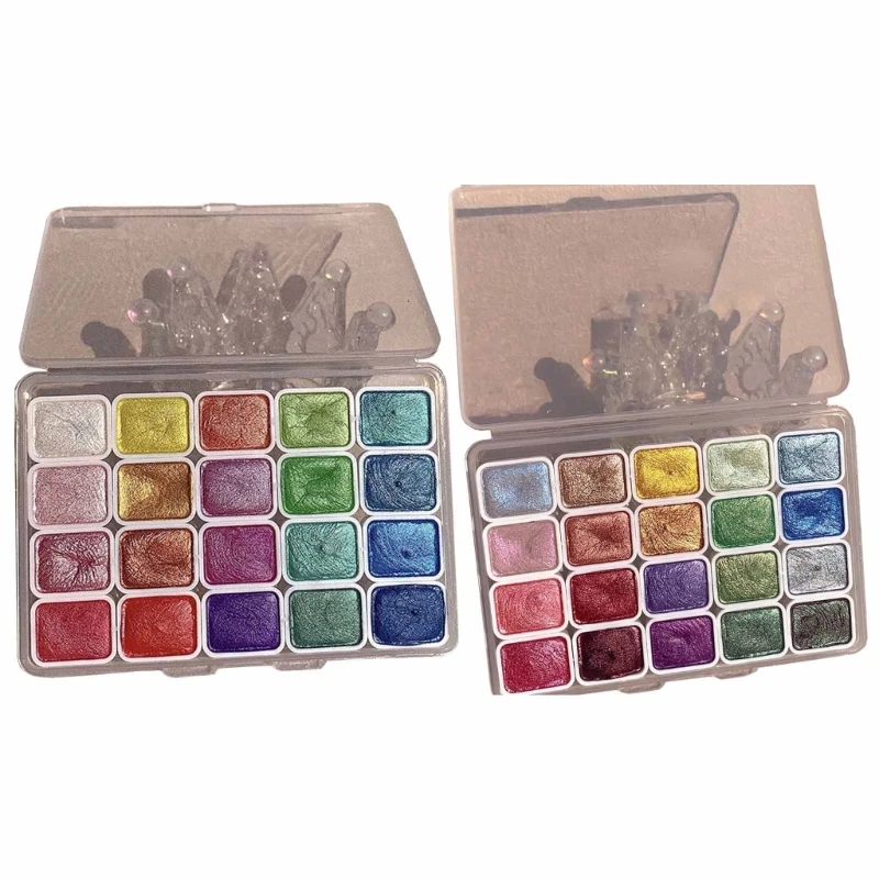 Y1UB Glitter Watercolor Paints Portable Art Kits for Kid Student School Art Project