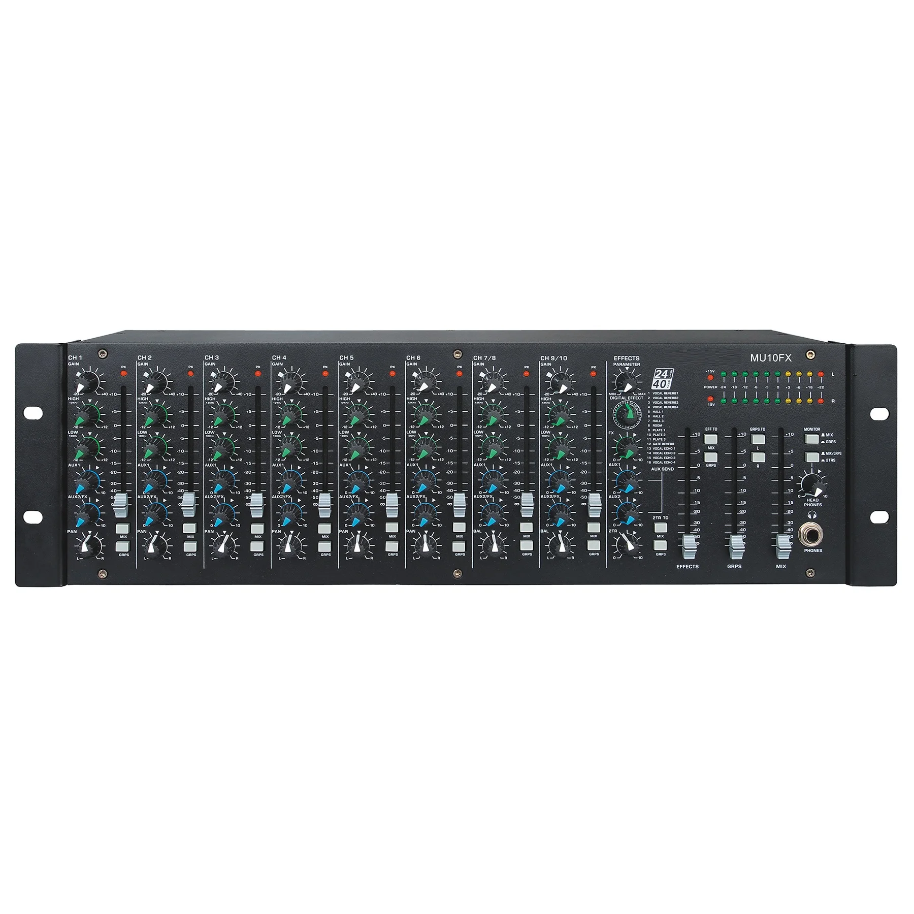 Professional 10 channels 3u Rack audio mixer console for pa system 16 DSP digital effect sound card blue tooth  MU10FX