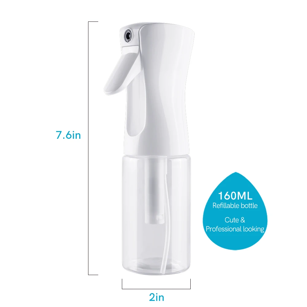 Spray Bottle/Ultra Fine Continuous Water Mister/Ultra Fine Mist Water Sprayer 160ml for DIY Cleaning Refillable Reusable Tool