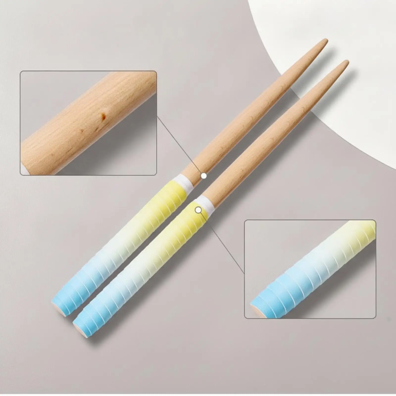 Hand Polished Beech Wood Drum Sticks for Rhythm Gaming and Home Practice with Comfortable Anti Slip Grip