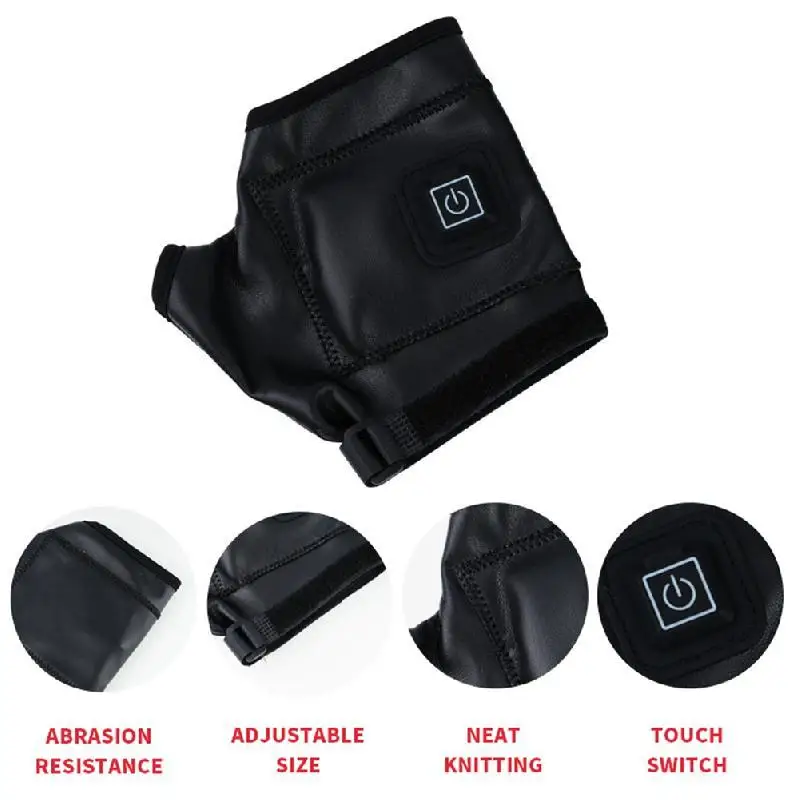 

Smart Heating Leather Gloves Winter Warm Fingerless Hand Wrist Wireless Heated Promote Blood Circulation Mittens Keep Warm