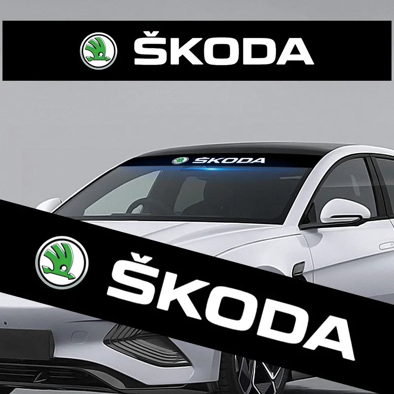 

Car front windshield sunshade decorative stickers For Skoda Octavia MK2 MK1 2 3 A5 A7 A8 Fabia Karoq Superb Rapid Kamiq Scala